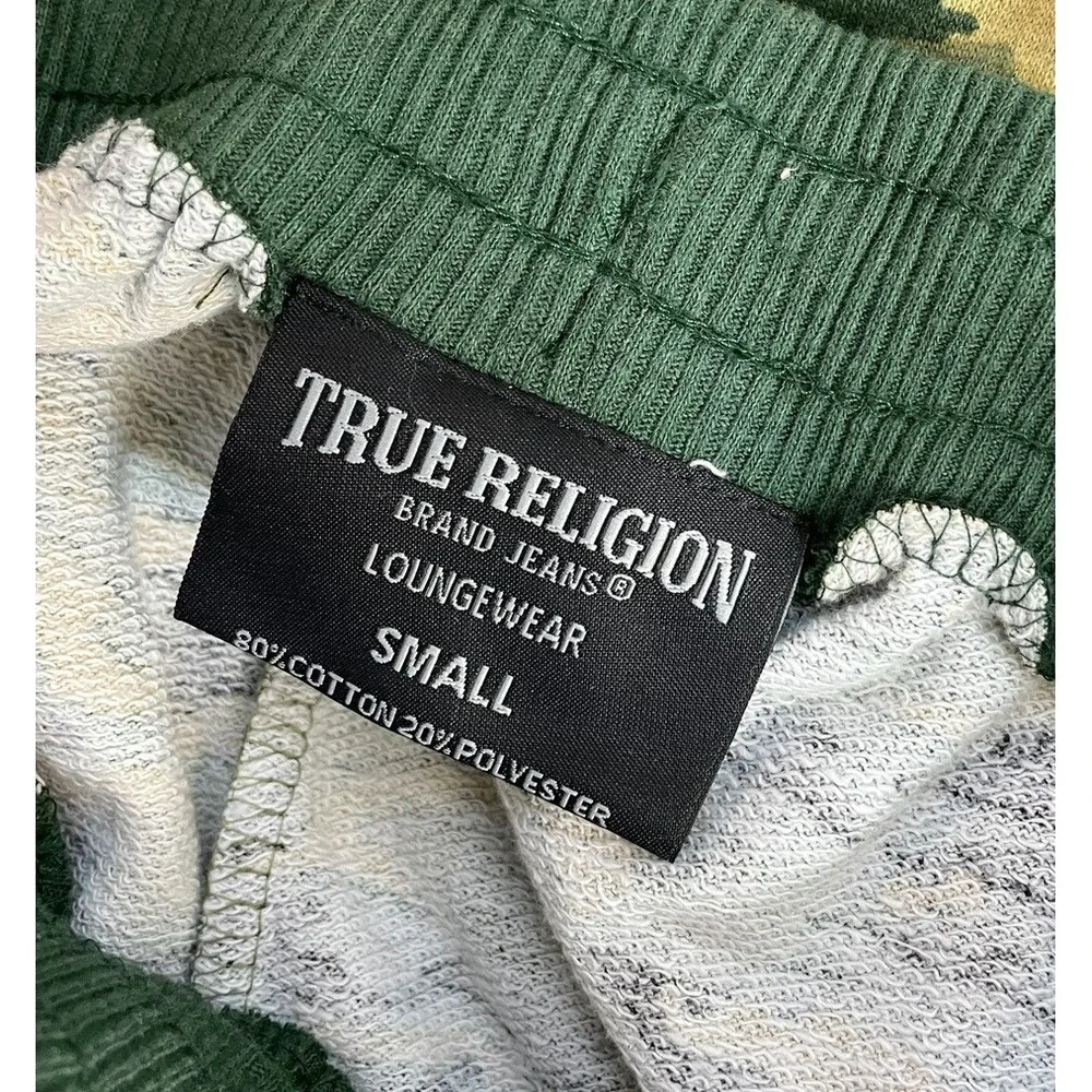 True Religion Camo Loungewear Pants Mens Small Joggers Green Drawstring Waist